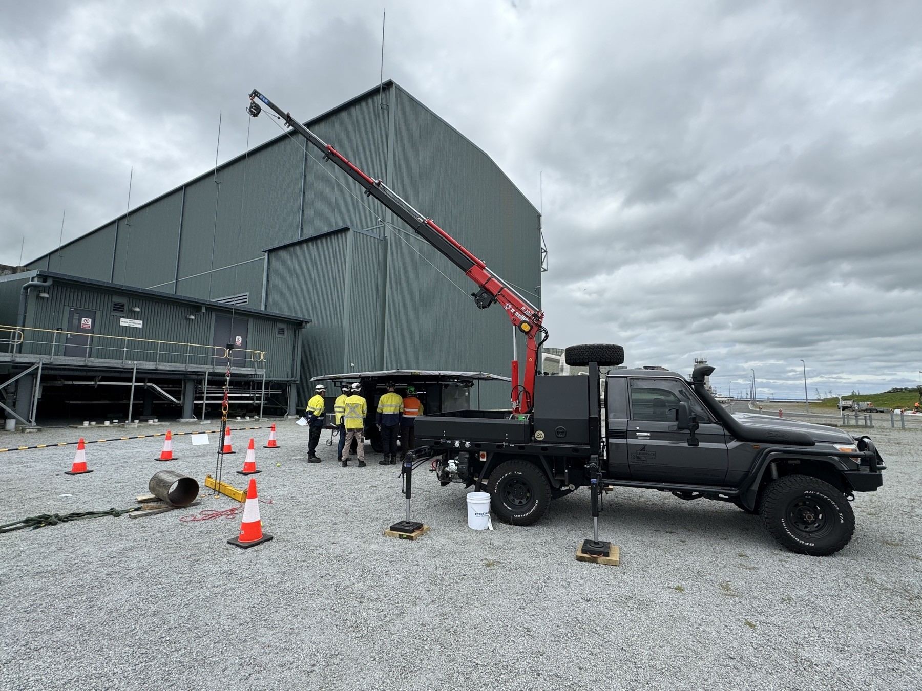 Toolbox talk with a crew on-site